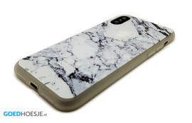 iPhone X / Xs Soft TPU Hoesje Marmer Design Zwart & Wit