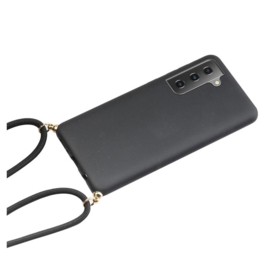 Galaxy S21 Plus Crossbody TPU Hoesje met Koord Zwart