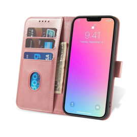 Galaxy S24 Plus PU-Leren Bookcase Portemonnee Hoesje Roze