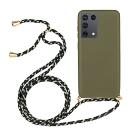 Galaxy S21 Ultra Crossbody TPU Hoesje met Koord Groen