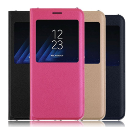 Galaxy A6 Plus (2018) Roze Window View Flip Cover incl. Smart App