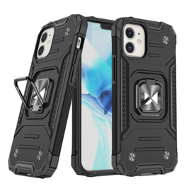 iPhone 14 Ring Armor Case met Magneet Zwart