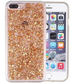 Iphone 7 Plus / 8 Plus TPU Bling Glitterhoesje Bladgoud - Look