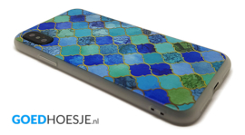 iPhone X / Xs Soft TPU Hoesje Marmer Design Mozaïek Ruiten