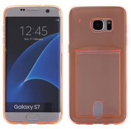 Galaxy S7 TPU Hoesje Met Pasjesvakje Transparant Oranje