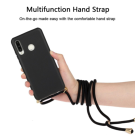 Huawei P30 Lite Crossbody TPU Hoesje met Koord Zwart