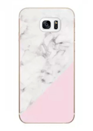 Galaxy S7 Geometrisch TPU Hoesje Marmer Wit / Roze