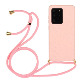 Galaxy S20 Ultra Crossbody TPU Hoesje met Koord Roze