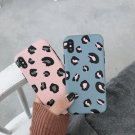 iPhone 6 Plus / 6S+ Soft TPU Hoesje Luipaard Print Blauw / Roze