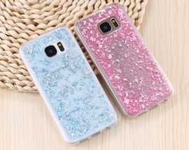 Galaxy S7 TPU Bling Glitterhoesje Bladgoud - Look