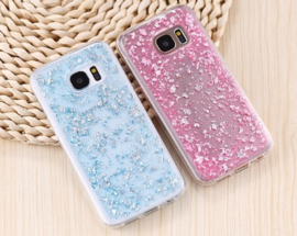 Galaxy S7 TPU Bling Glitterhoesje Bladgoud - Look Rosé Goud