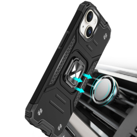 iPhone 15 Plus Ring Armor Case met Magneet Zwart