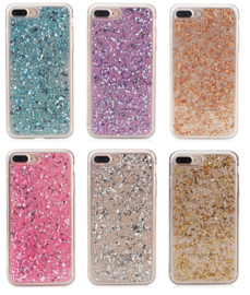 Iphone 7 Plus / 8 Plus TPU Bling Glitterhoesje Bladgoud - Look