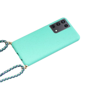 Galaxy S21 Ultra Crossbody TPU Hoesje met Koord Mint