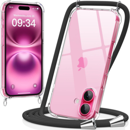 iPhone 16 Plus Crossbody Transparant TPU Hoesje met Koord