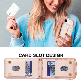 iPhone Air Hoesje met Pasjeshouder en Draagkoord Rosé Goud