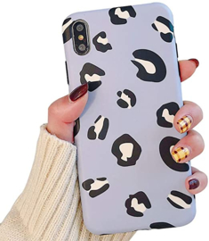 iPhone X / Xs Soft TPU Hoesje Luipaard Print Blauw / Roze