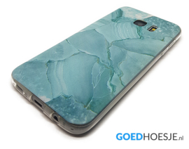 Galaxy S7 Edge Soft TPU Hoesje Marmer Design Azuurblauw