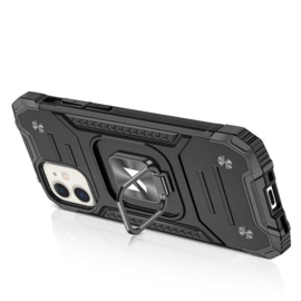 iPhone 14 Ring Armor Case met Magneet Zwart
