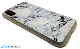 iPhone X / Xs Soft TPU Hoesje Marmer Design Zwart & Wit