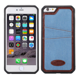 iPhone 6 Plus / 6S+ Denim Jeans Back Cover Hoesje Met Pasjesvakjes