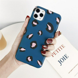 iPhone 12 Mini Soft TPU Hoesje Luipaard Print Blauw / Roze