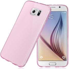 Galaxy S6 Soft TPU Hoesje Transparant / Grijs / Roze