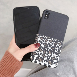 iPhone Xs Max Soft TPU Hoesje Half Luipaard Print Structuur