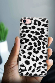 iPhone 7 / 8 / SE 2020 Soft TPU Hoesje Luipaard Print Bruin / Wit