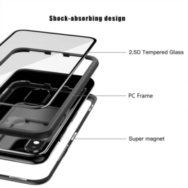 iPhone Xs Max Rood Magnetisch Voor + Achter Hoesje + Tempered Glass