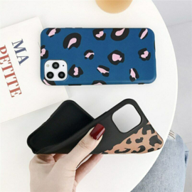 iPhone 12 Mini Soft TPU Hoesje Luipaard Print Blauw / Roze