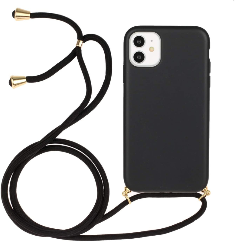 iPhone 13 Mini Crossbody TPU Hoesje met Koord Zwart