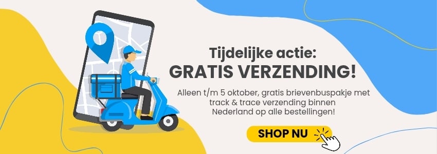 Tijdelijke actie: gratis verzending binnen NL!