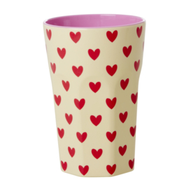 Rice -   Melamine Grote Beker - Zacht roze - Sweet Hearts Print