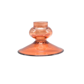 Glass candle holder small - terra