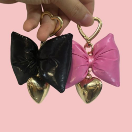 Pink Bow/Gold heart chain