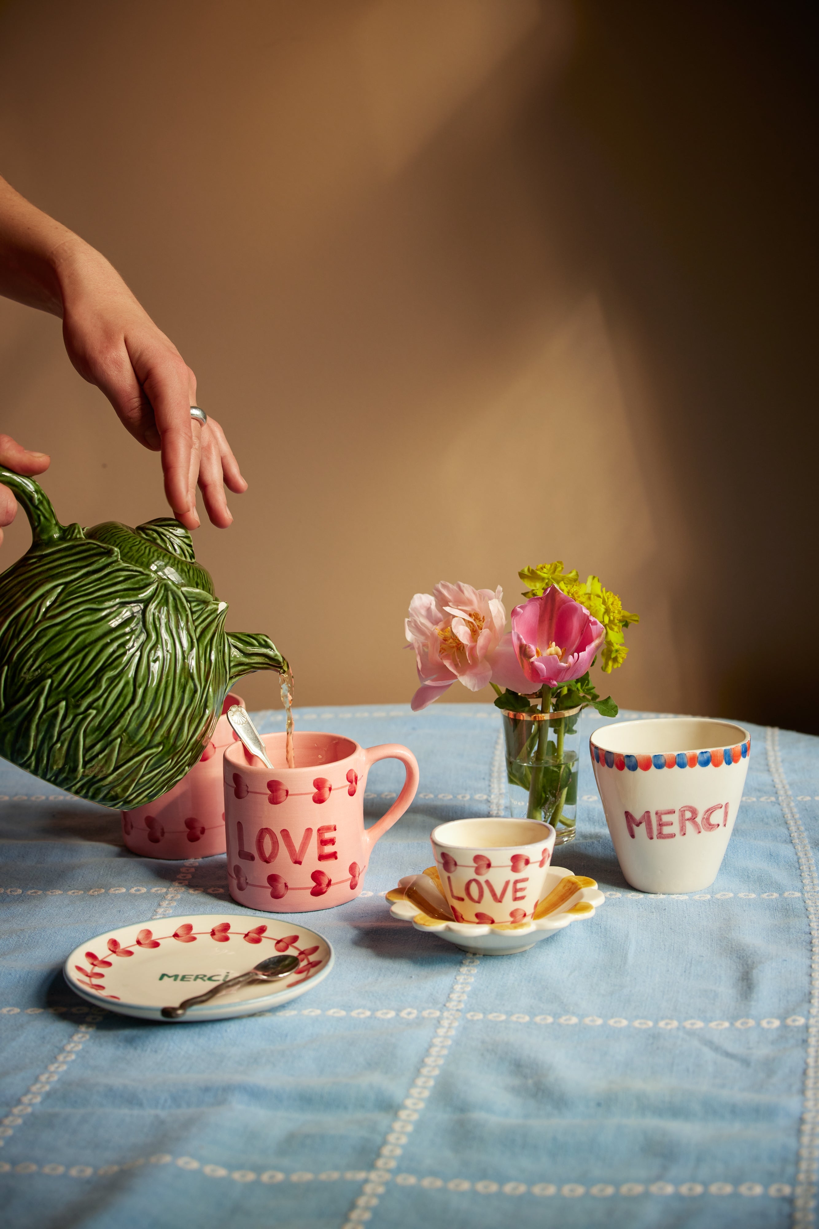 Rice- Ceramic Mug - Pink - Hand-painted LOVE