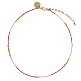 Happy Beads Necklace- Orange & Pink