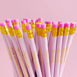 Pink Pencils with positive quotes - (set van 6)