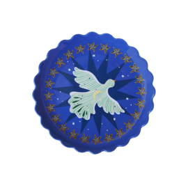All The Luck in The World - Serveerbord Blauw met Vogel