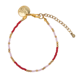 Happy Beads Bracelet - Red & Pink