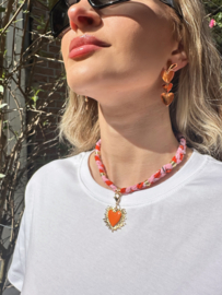BULU - Hearts Orange Earrings