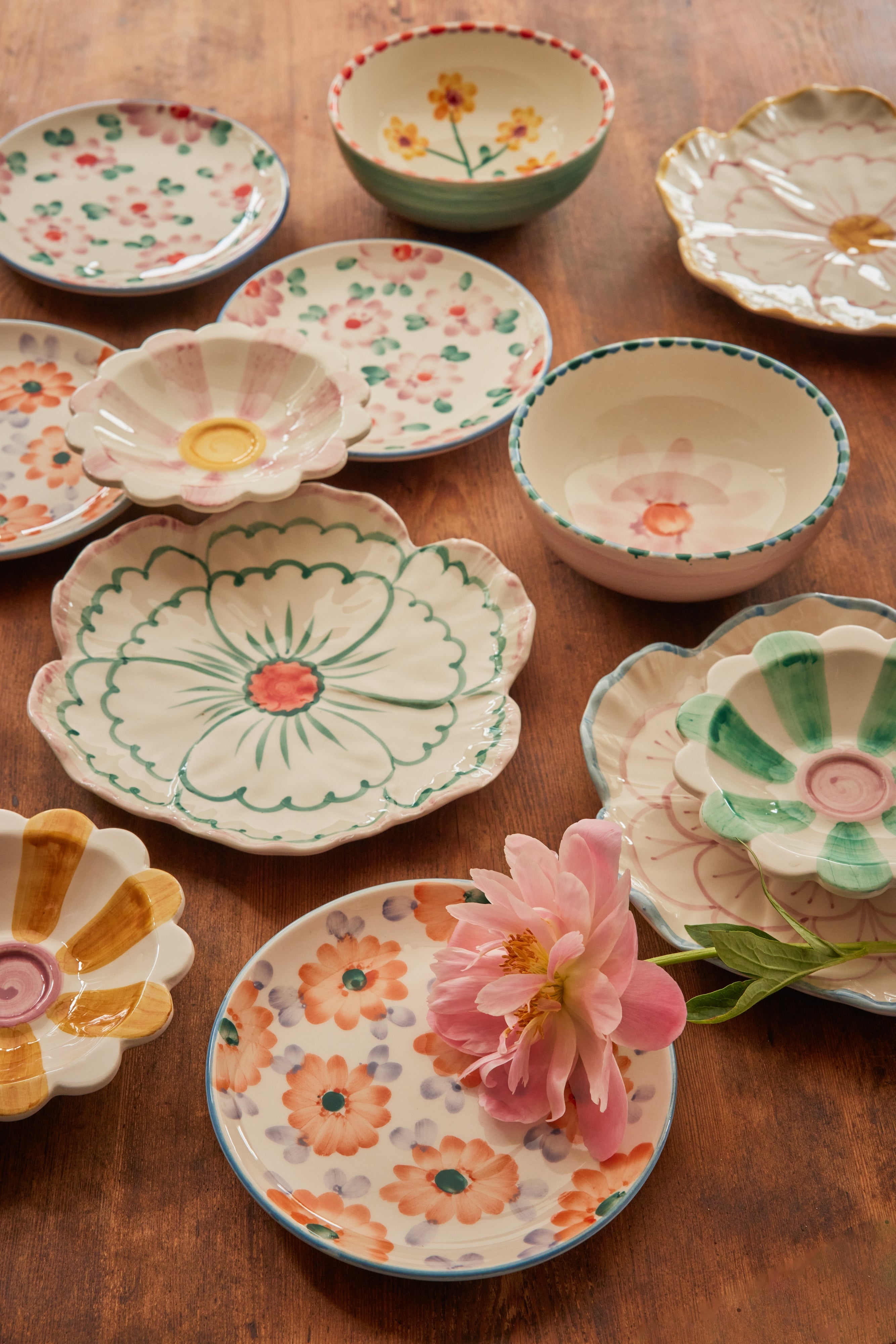 Rice- Flower Ceramic Side Plate - Jade - Hand-painted