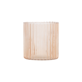 Tealight holder ribbed glass blush