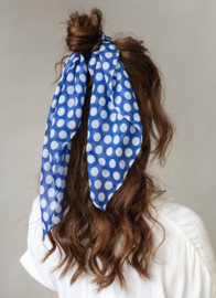 Hairscarf Cniffon Dots- Blue