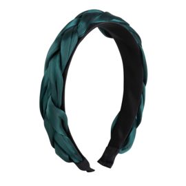Satin braided headband- Green