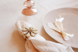 Beaded Daisy napkin ring set (4)