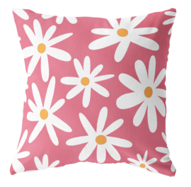 Buitenkussen margrietjes felroze (40x40cm)