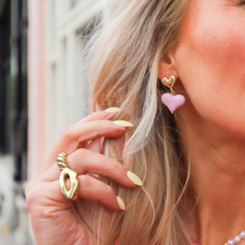 LUV Earrrings - Pink/ Gold