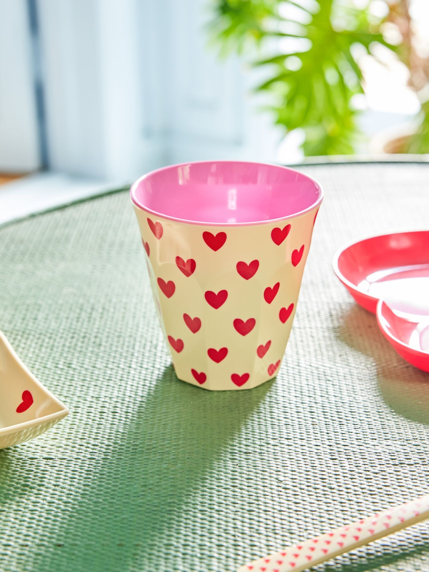 Rice-Medium Cup - Soft Pink - Sweet Hearts Print